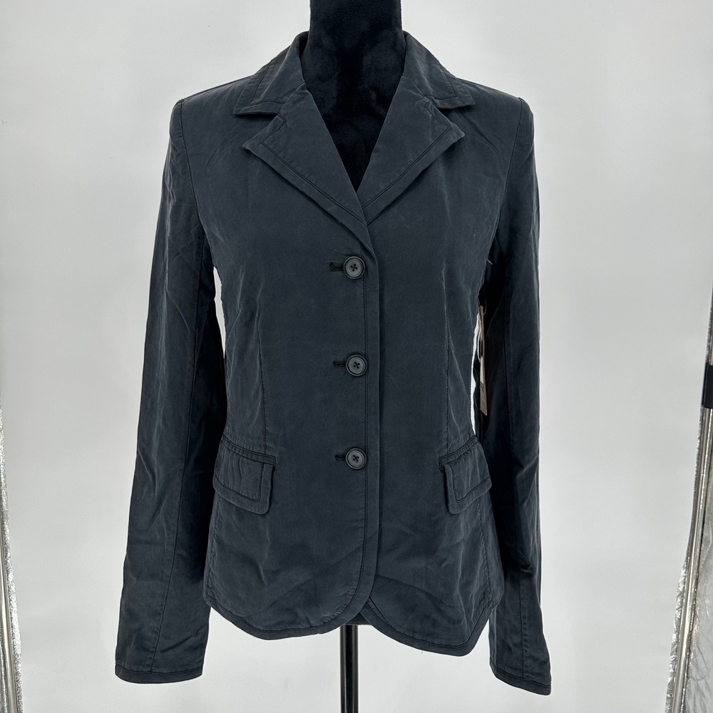 NEW Go Silk $248 Black Go Nano Blazer Jacket Washable Collared Button Up Size 6 - Picture 1 of 12